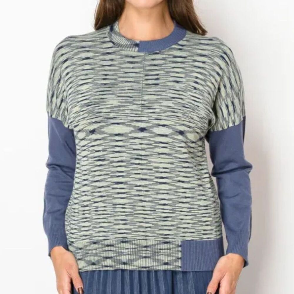 YAL Abstract Striped Sweater in Green-Blue, NWT! Size 2X